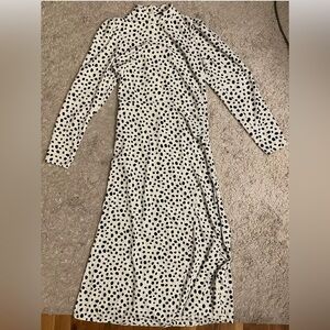MISS SELFRIDGE ivory black polka dot long sleeve midi dress 4